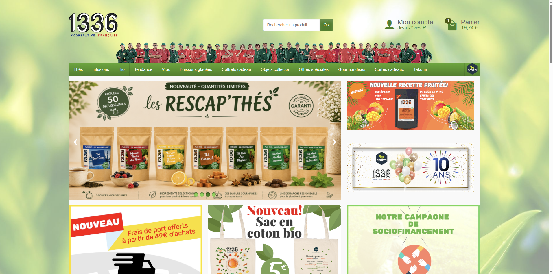 Capture d'écran de la boutique en ligne 1336, thés et infusions